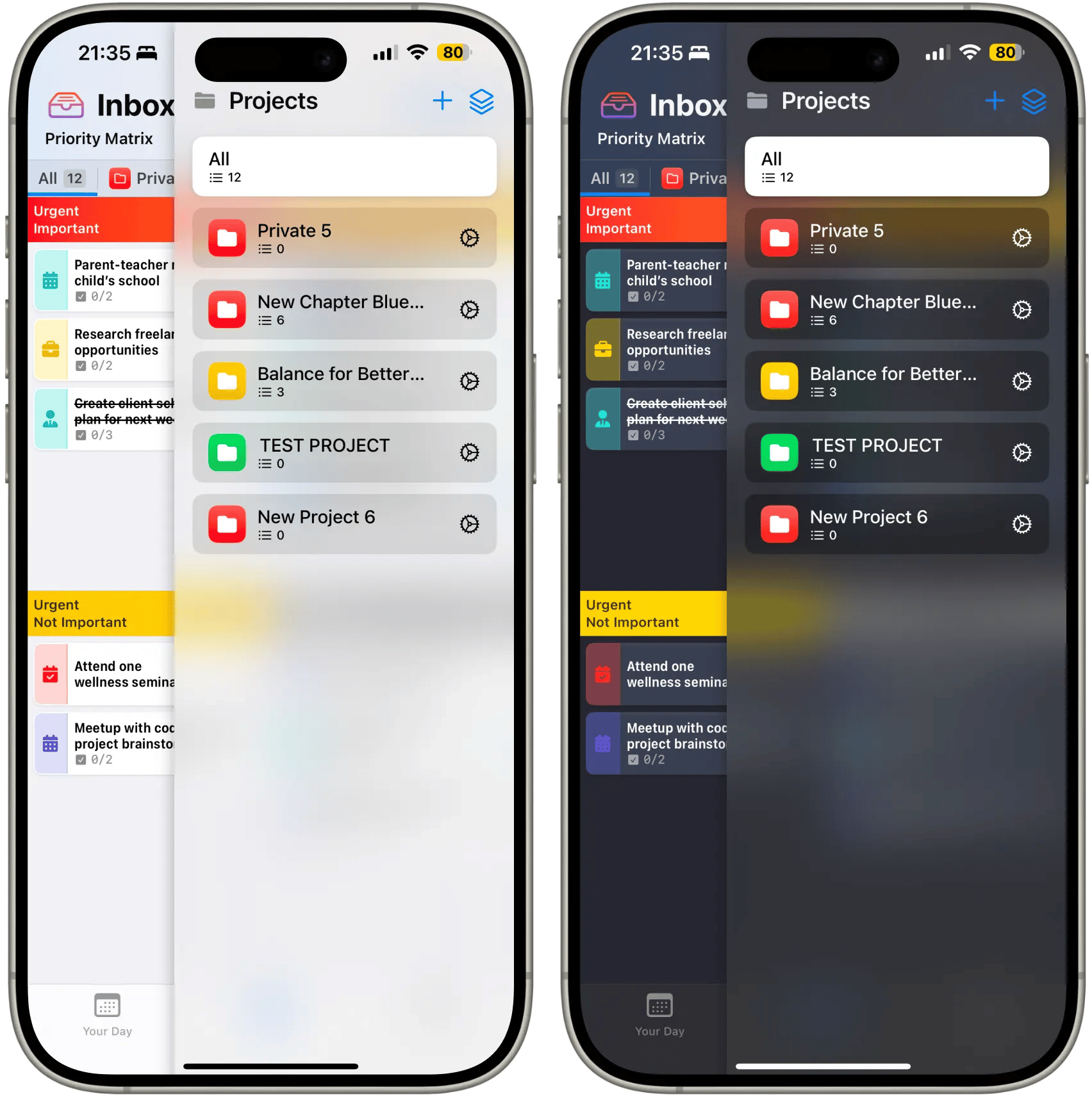 Projects, Folders, Spaces